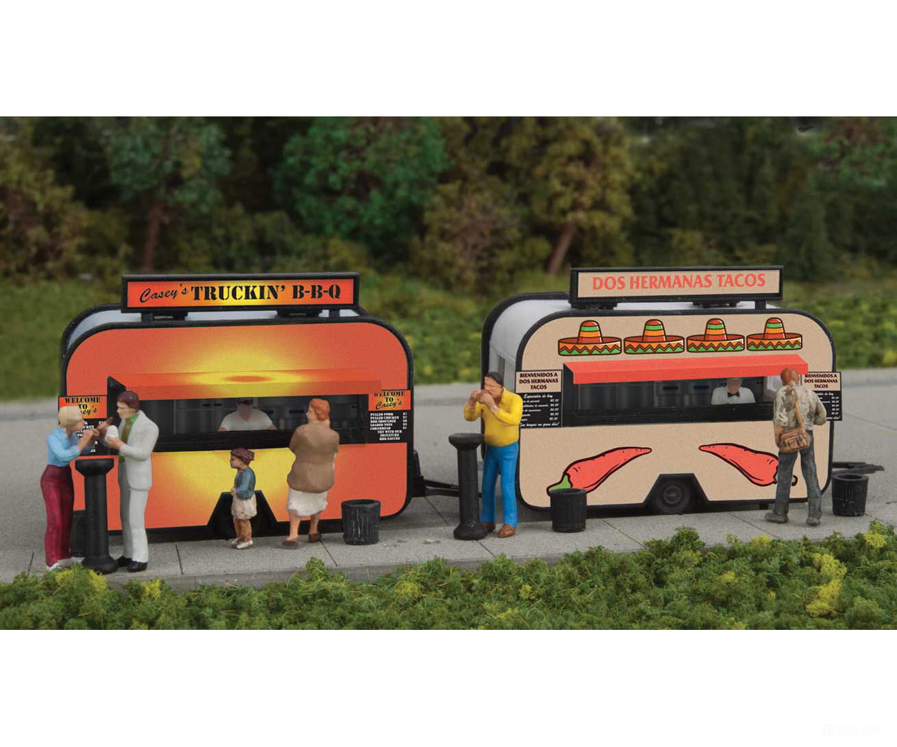 Walthers Scenemaster 2904 Bbq And Taco Food Trailers -- Kit Scenery Details
