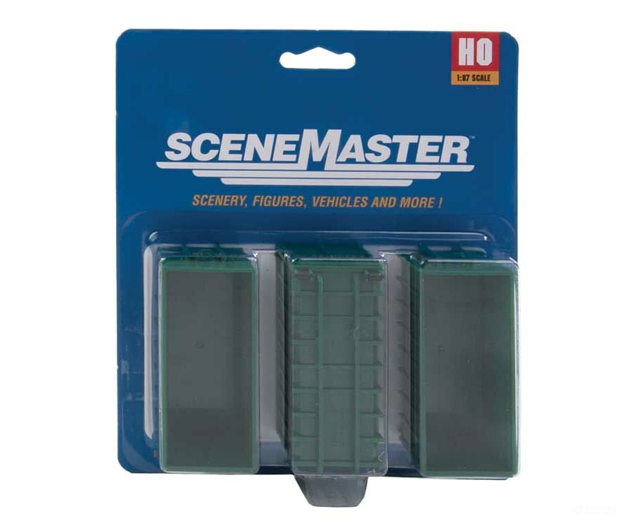 Walthers Scenemaster 4100 Large Dumpsters - Assembled -- Green Pkg(3) Scenery Details