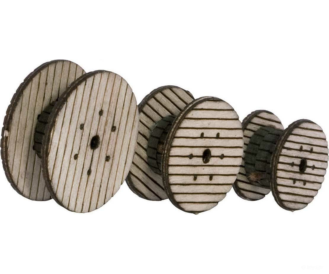 Walthers Scenemaster 4155 Cable Reels -- Laser-Cut Wood Kit Scenery Details