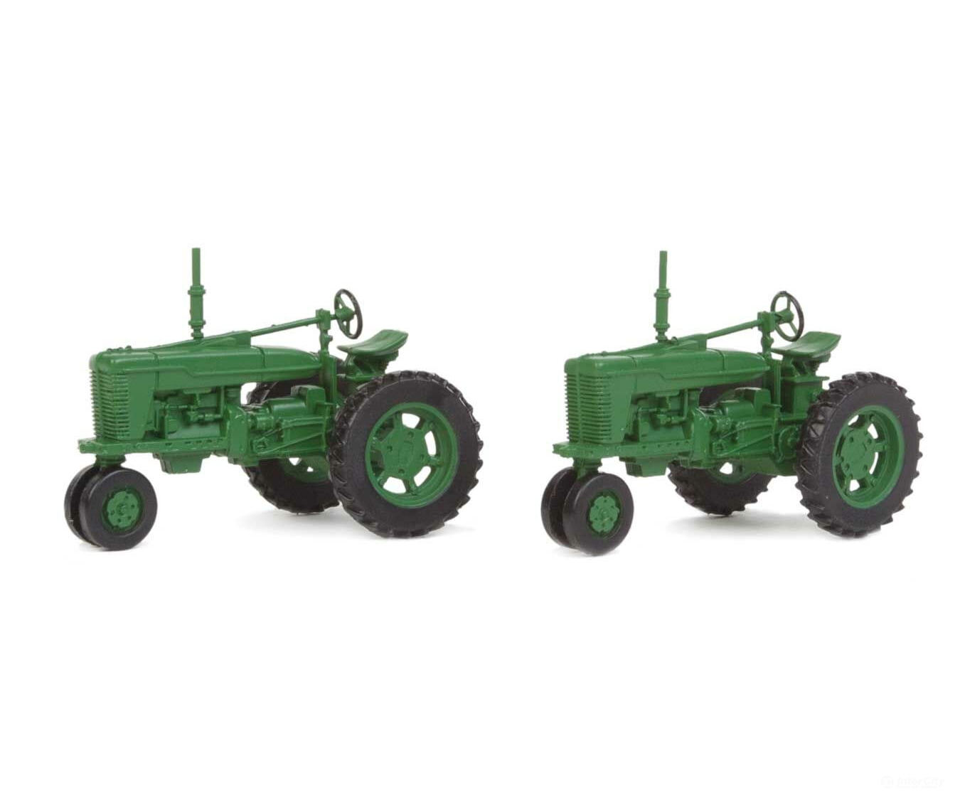 Walthers Scenemaster 4161 Farm Tractor 2-Pack - Assembled -- Green Scenery Details