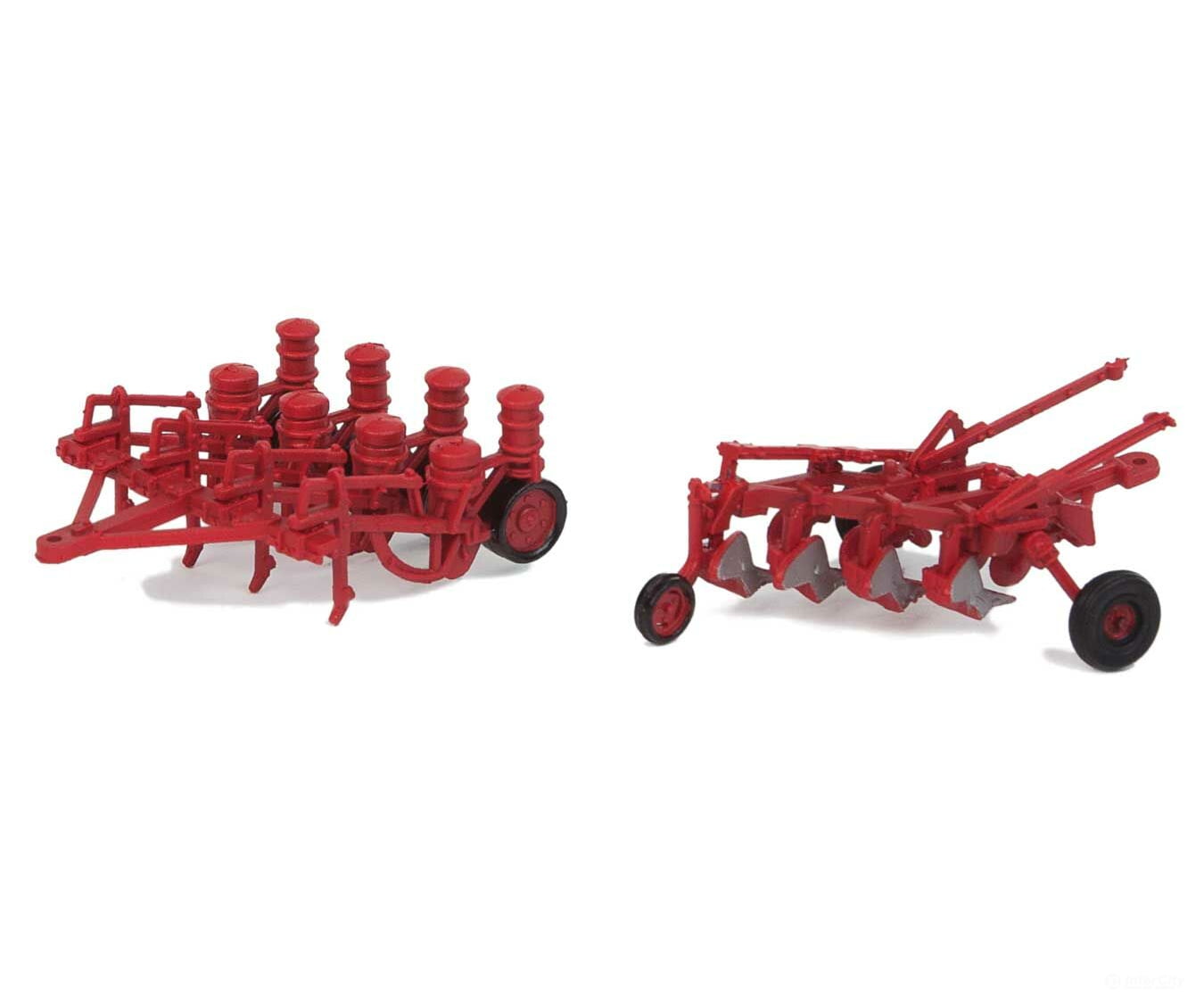Walthers Scenemaster 4162 Farm Plow And Planter - Assembled -- Red Scenery Details