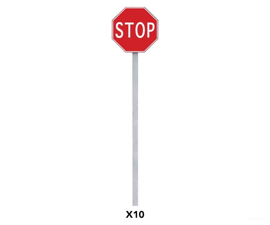 Walthers Scenemaster 4212 Stop Signs Pkg(10) -- 1954-Present (Red White) Scenery Details