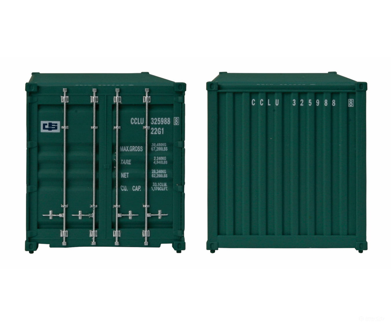 Walthers Scenemaster 8056 20’ Corrugated Container - Assembled -- China Shipping (Green White;