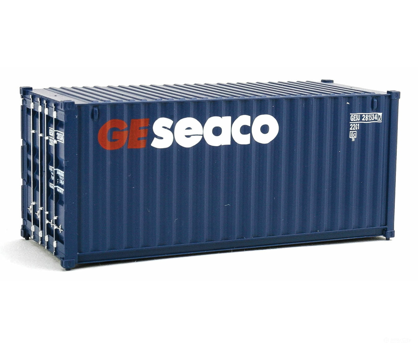 Walthers Scenemaster 8064 20’ Corrugated Container - Assembled -- Ge Seaco (Blue White Red)