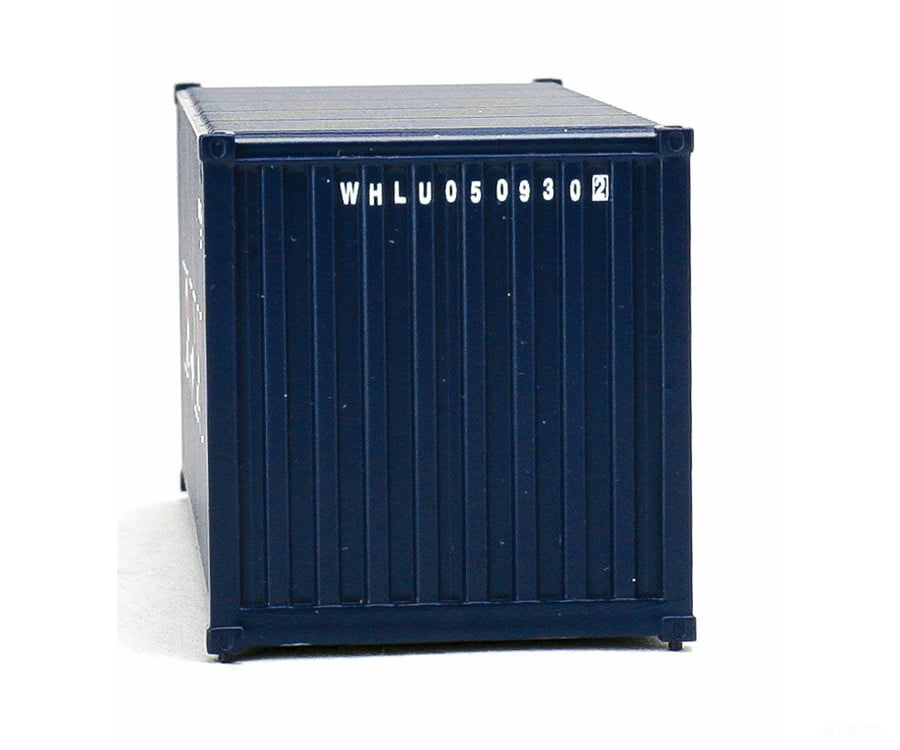 Walthers Scenemaster 8066 20’ Corrugated Container - Assembled -- Wan Hai (Blue White Red A