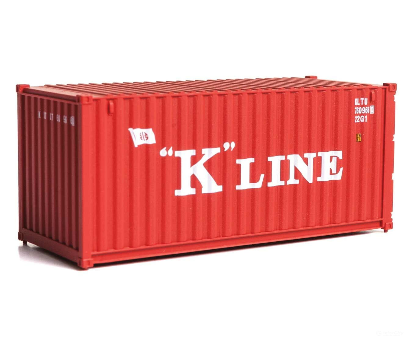Walthers Scenemaster 8073 20’ Corrugated Container - Assembled -- K-Line (Red White) Freight