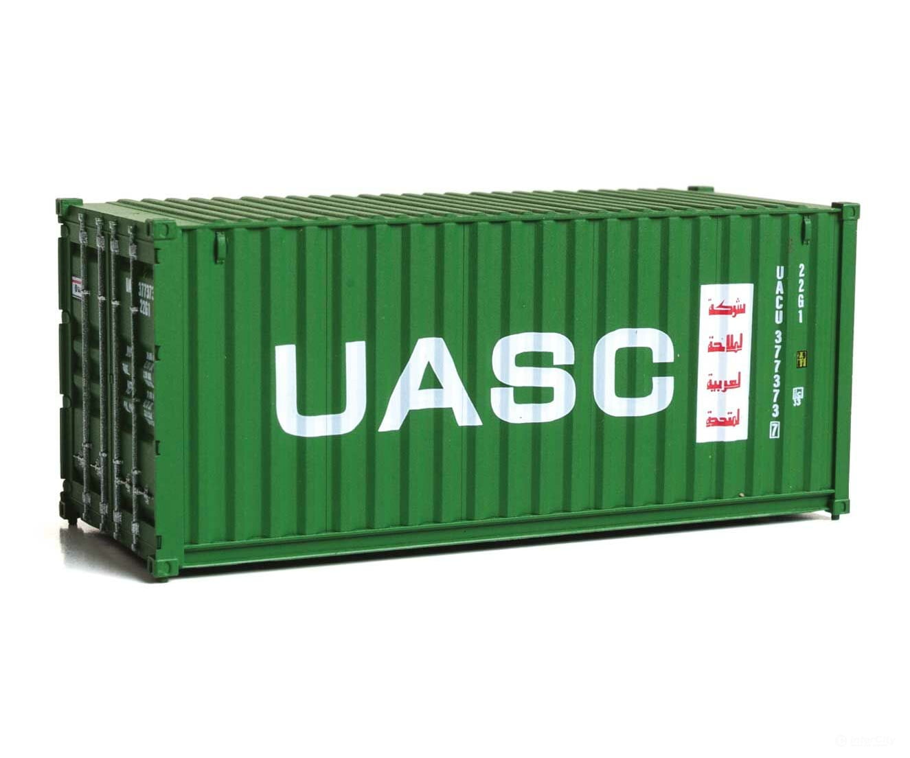 Walthers Scenemaster 8076 20’ Corrugated Container - Assembled -- Uasc (Green White Red) Freight