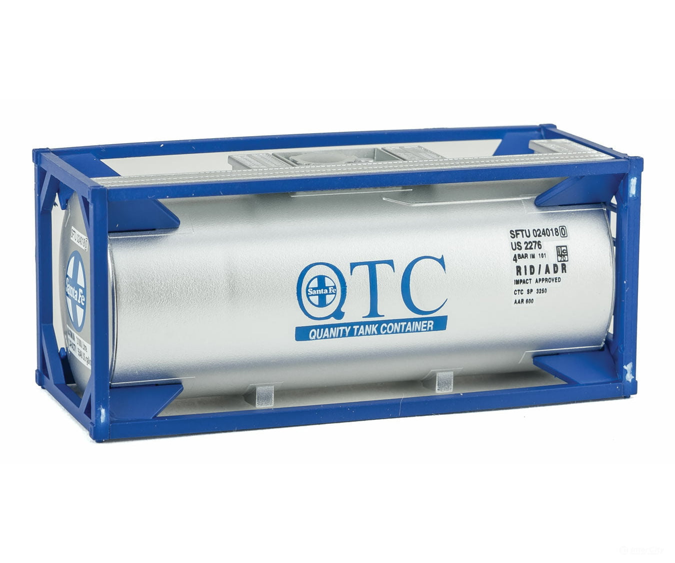 Walthers Scenemaster 8107 20’ Tank Container - Kit -- Santa Fe (White Blue) Freight Loads &