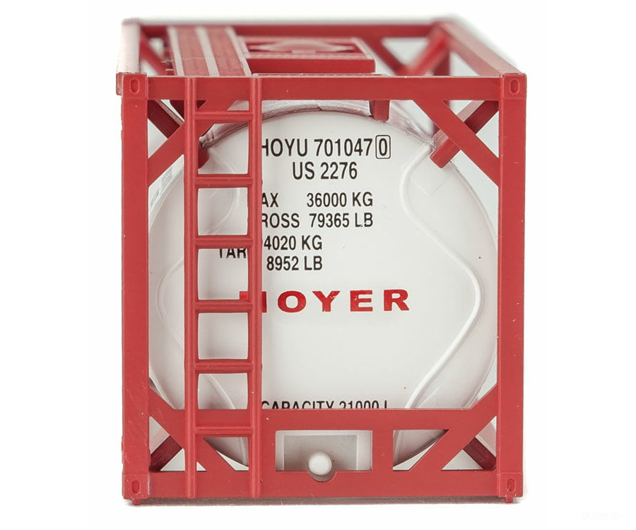 Walthers Scenemaster 8108 20’ Tank Container - Kit -- Hoyer (White Red) Freight Loads & Containers
