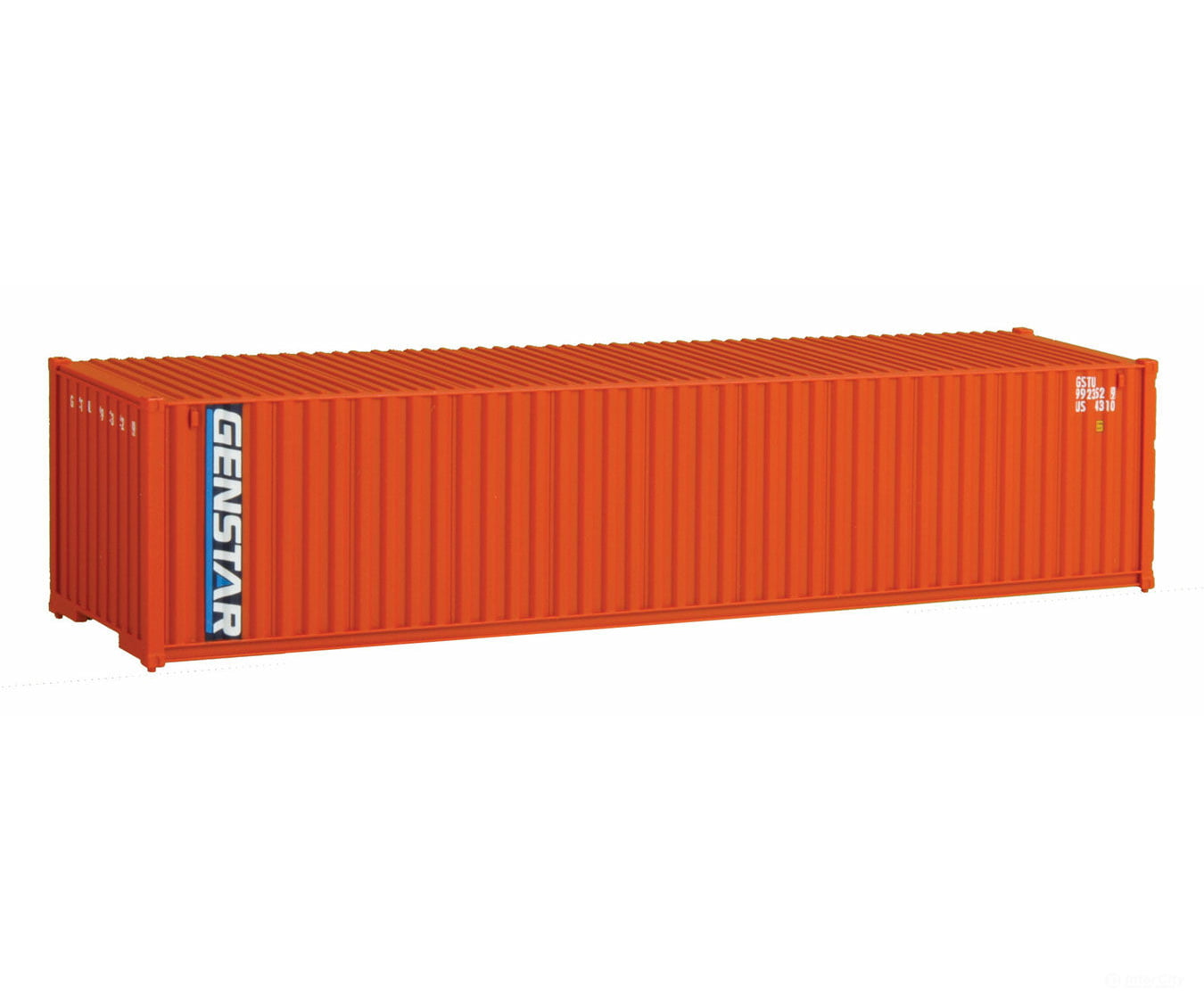 Walthers Scenemaster 8152 40’ Corrugated Container - Assembled -- Genstar (Orange Blue White)