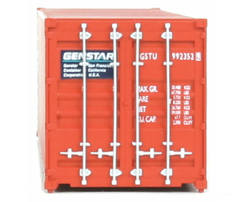 Walthers Scenemaster 8152 40’ Corrugated Container - Assembled -- Genstar (Orange Blue White)