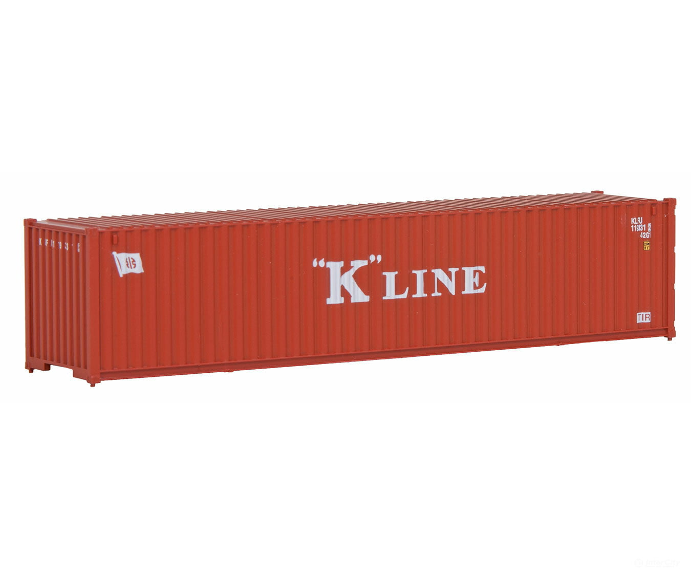 Walthers Scenemaster 8153 40’ Corrugated Container - Assembled -- K-Line (Red White) Freight
