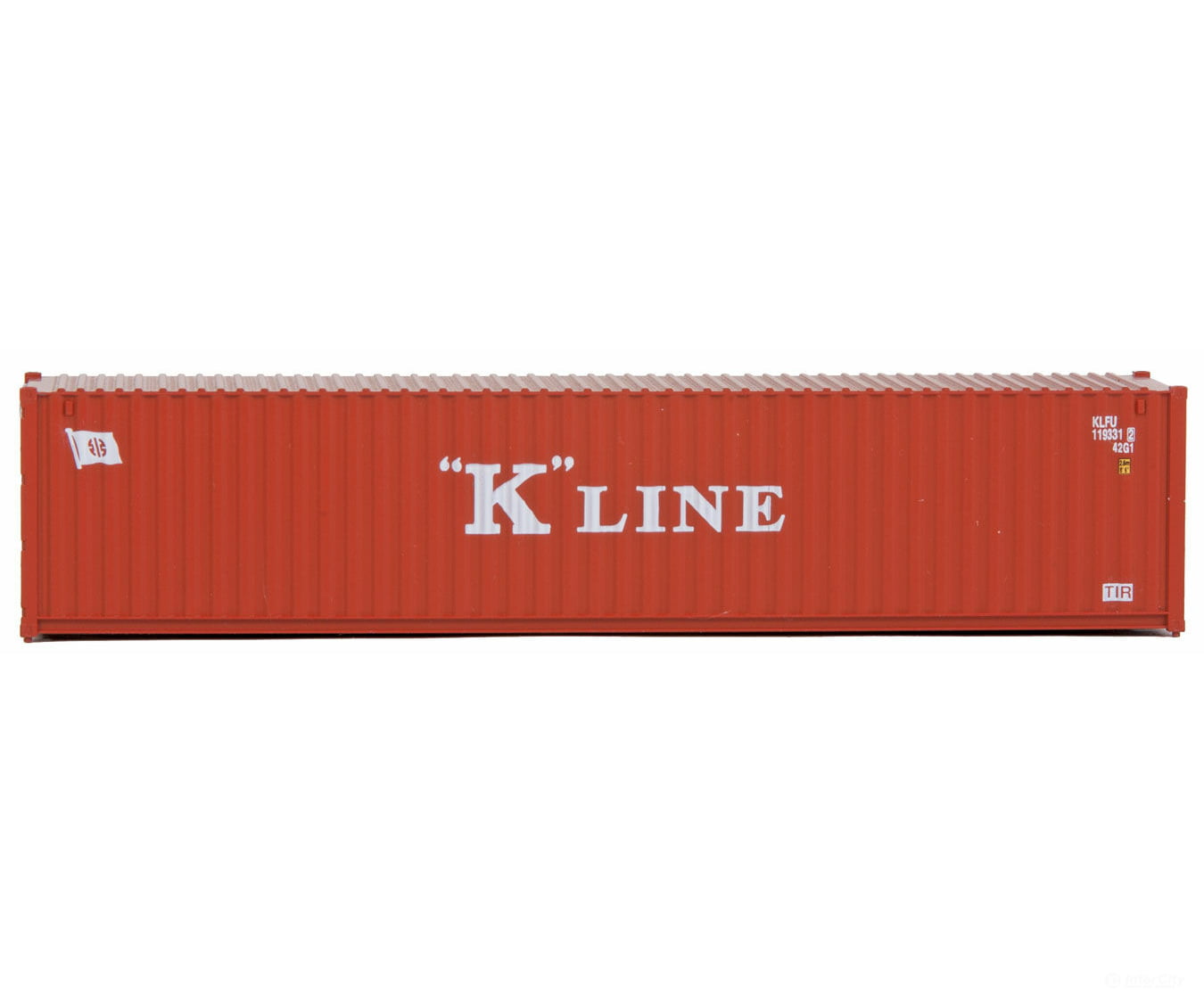Walthers Scenemaster 8153 40’ Corrugated Container - Assembled -- K-Line (Red White) Freight