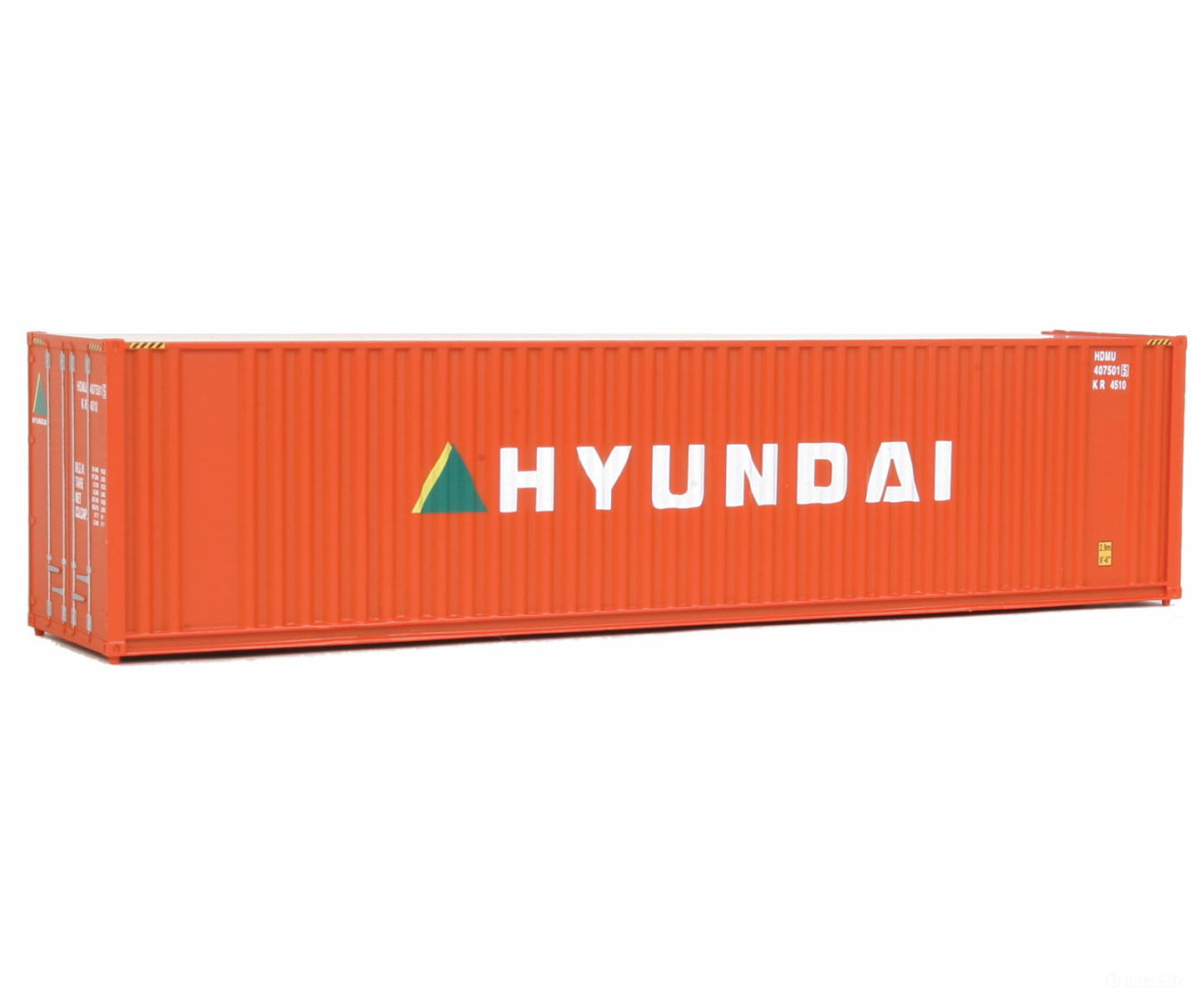 Walthers Scenemaster 8207 40’ Hi Cube Corrugated Container W/Flat Roof - Assembled -- Hyundai