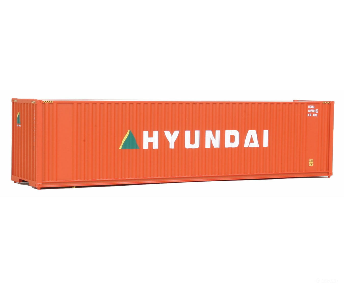 Walthers Scenemaster 8207 40’ Hi Cube Corrugated Container W/Flat Roof - Assembled -- Hyundai