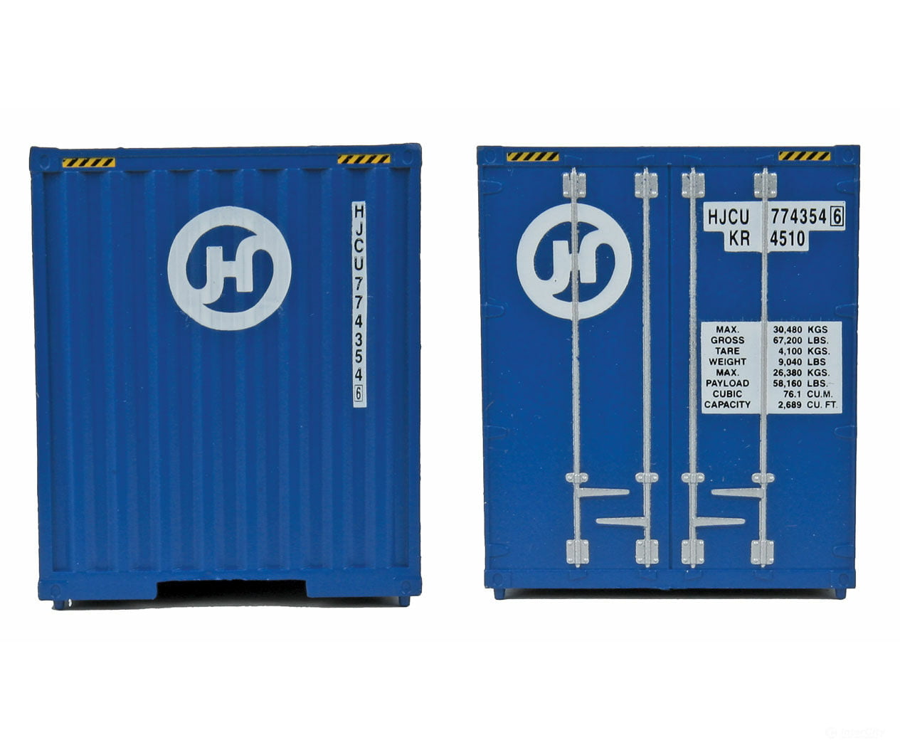 Walthers Scenemaster 8208 40’ Hi Cube Corrugated Container W/Flat Roof - Assembled -- Hanjin