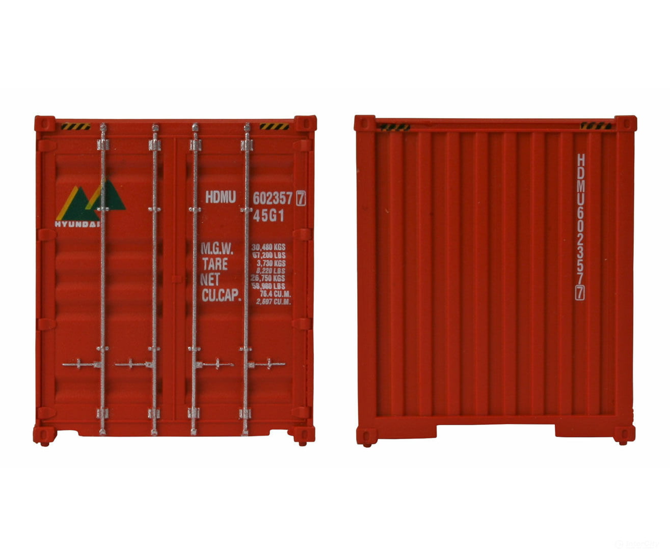 Walthers Scenemaster 8253 40 Hi Cube Corrugated Side Container - Assembled -- Hyundai (Orange White