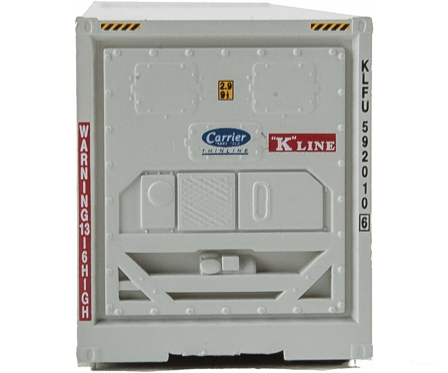 Walthers Scenemaster 8351 40 Hi Cube Smooth Side Reefer Container - Assembled -- K-Line (Grey Red