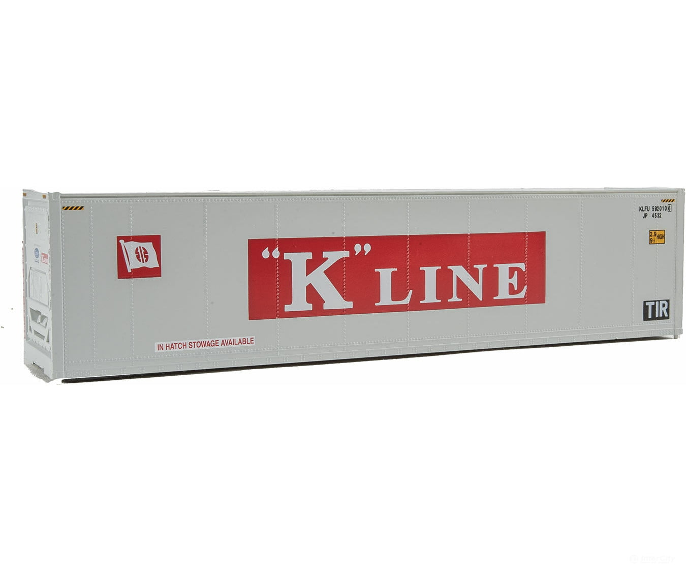 Walthers Scenemaster 8351 40 Hi Cube Smooth Side Reefer Container - Assembled -- K-Line (Grey Red