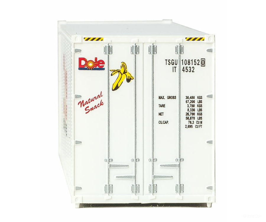 Walthers Scenemaster 8359 40’ Hi-Cube Smooth-Side Reefer Container - Assembled -- Dole (White Red