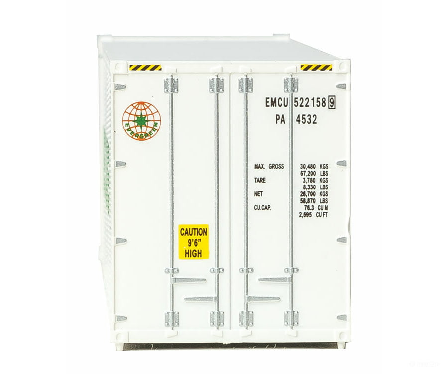 Walthers Scenemaster 8360 40 Hi-Cube Smooth-Side Reefer Container - Assembled -- Evergreen (White