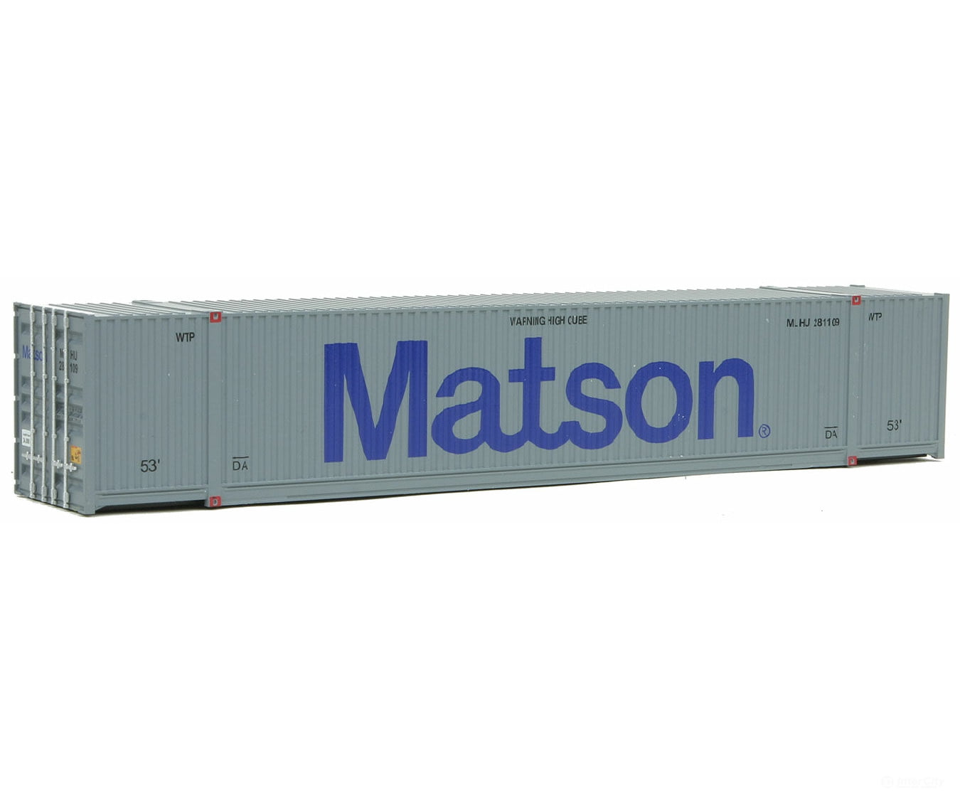 Walthers Scenemaster 8516 53’ Singamas Corrugated-Side Container - Ready To Run -- Matson (Gray