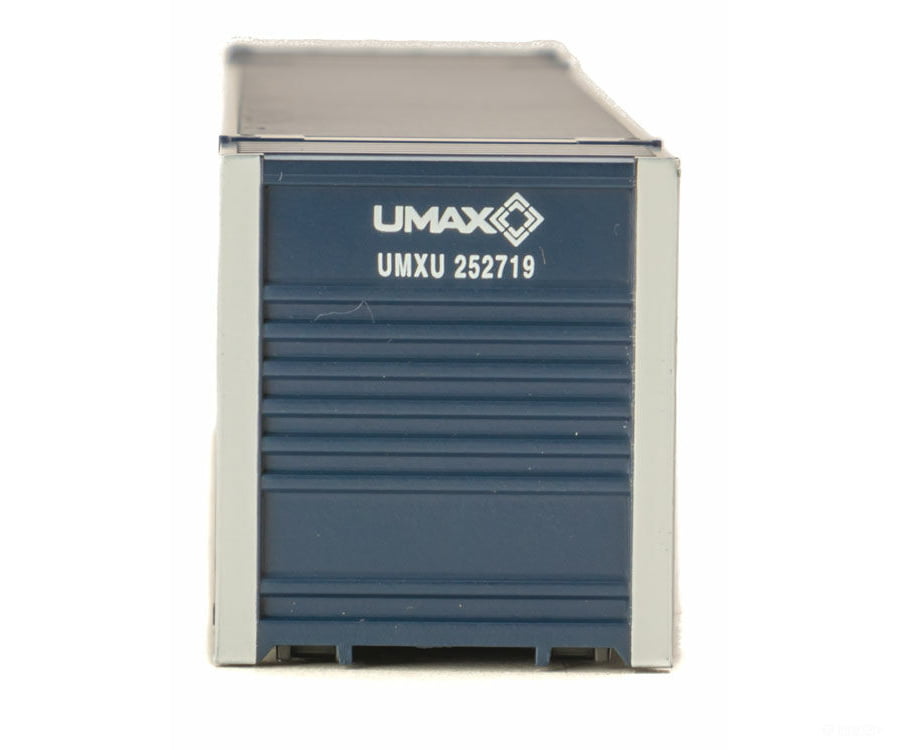 Walthers Scenemaster 8524 53’ Singamas Corrugated-Side Container - Assembled -- Umax (Blue White)