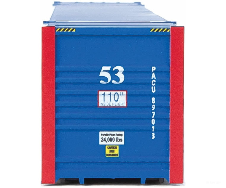 Walthers Scenemaster 8535 53’ Singamas Corrugated-Side Container - Assembled -- Pacer (Blue White