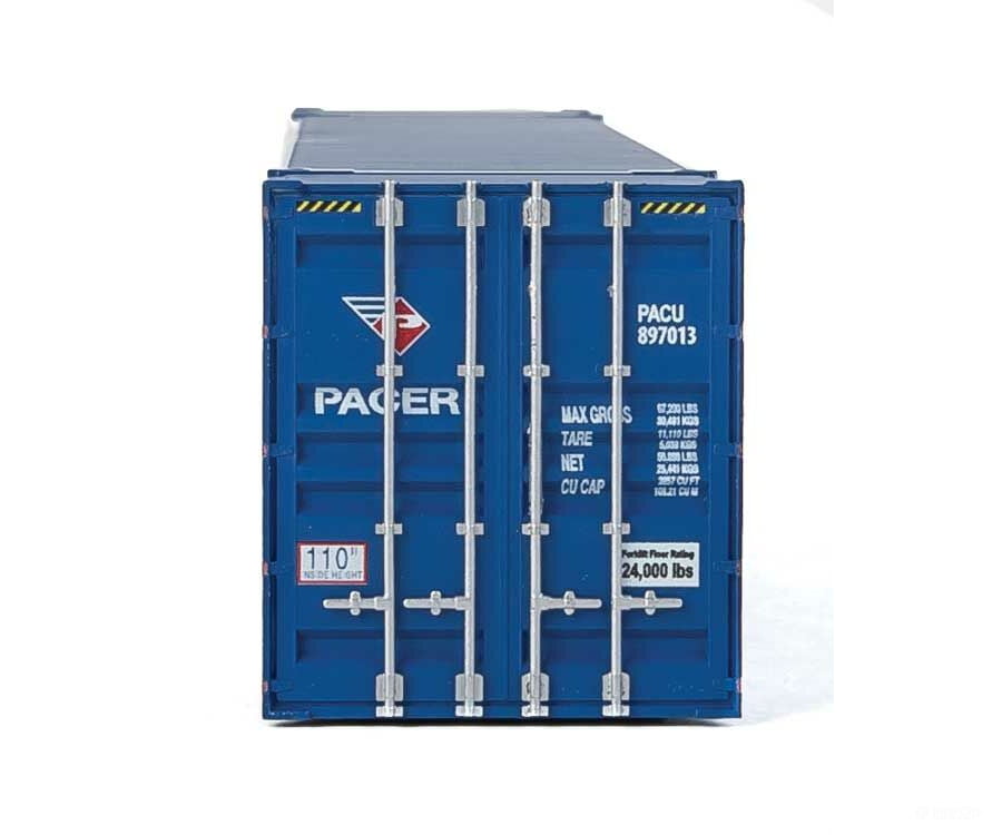 Walthers Scenemaster 8535 53’ Singamas Corrugated-Side Container - Assembled -- Pacer (Blue White