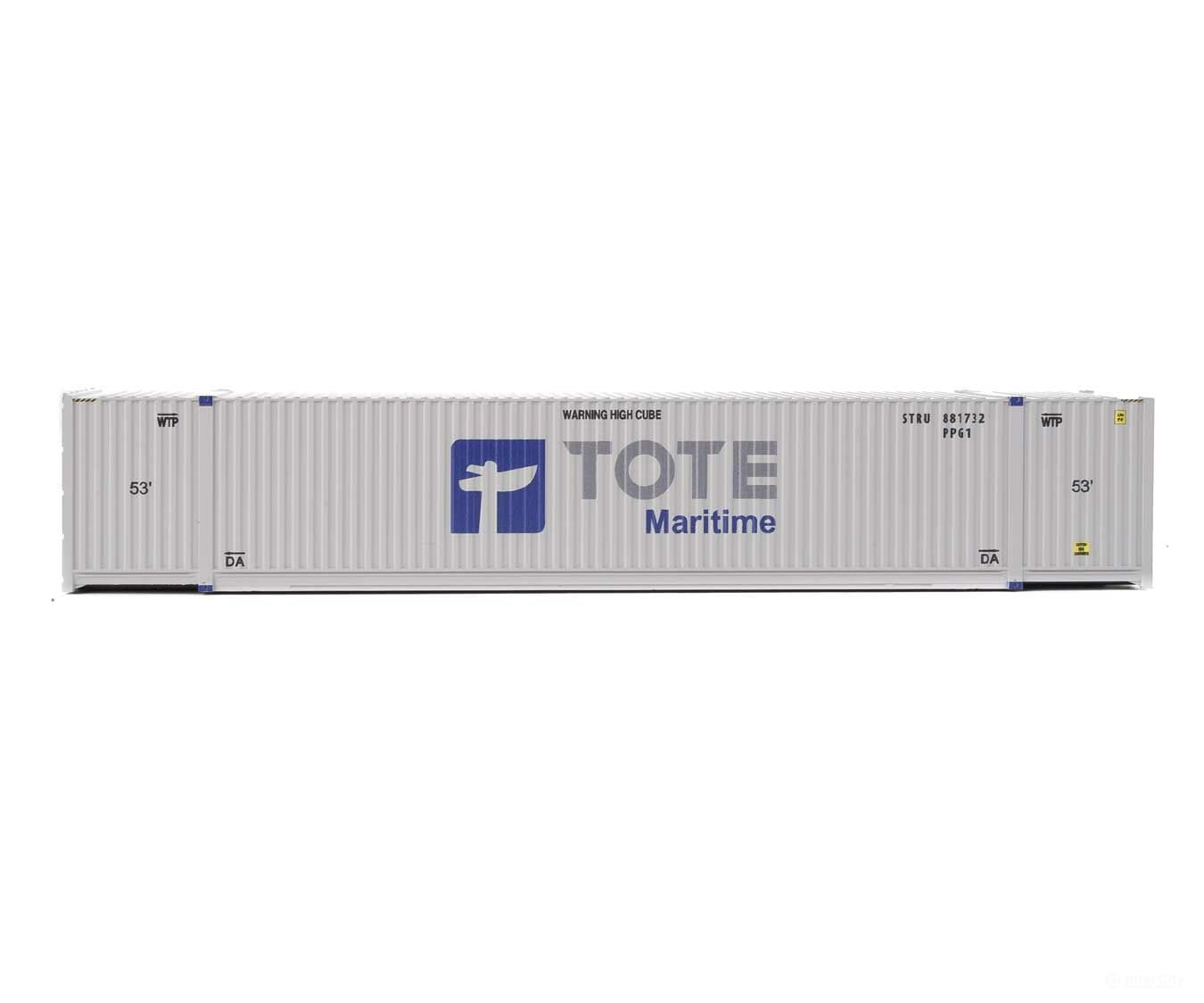 Walthers Scenemaster 8538 53’ Singamas Corrugated-Side Container - Assembled -- Tote (White Blue