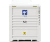 Walthers Scenemaster 8538 53’ Singamas Corrugated-Side Container - Assembled -- Tote (White Blue