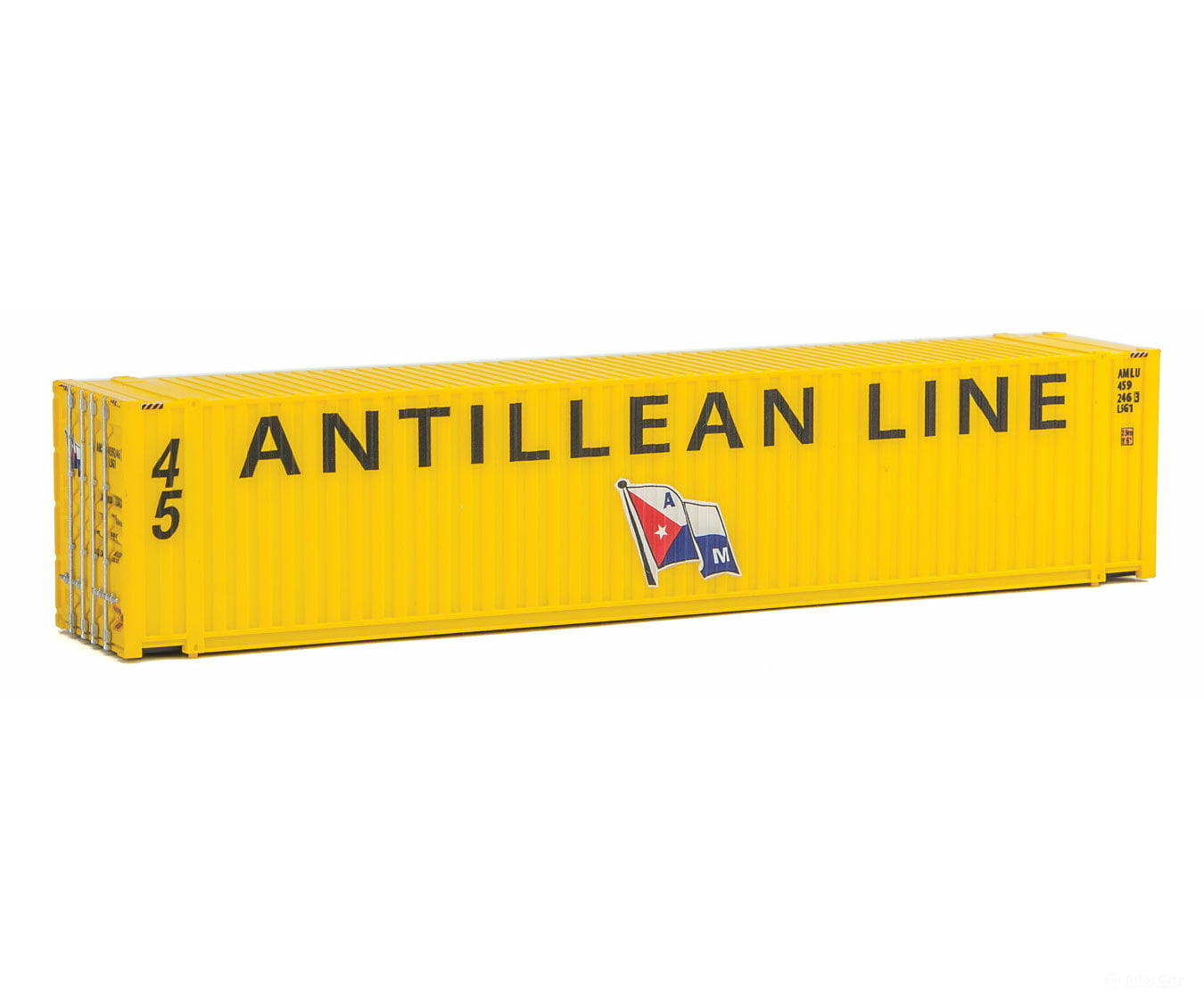 Walthers Scenemaster 8551 45’ Cimc Container - Assembled -- Antillean Line (Yellow Black Blue