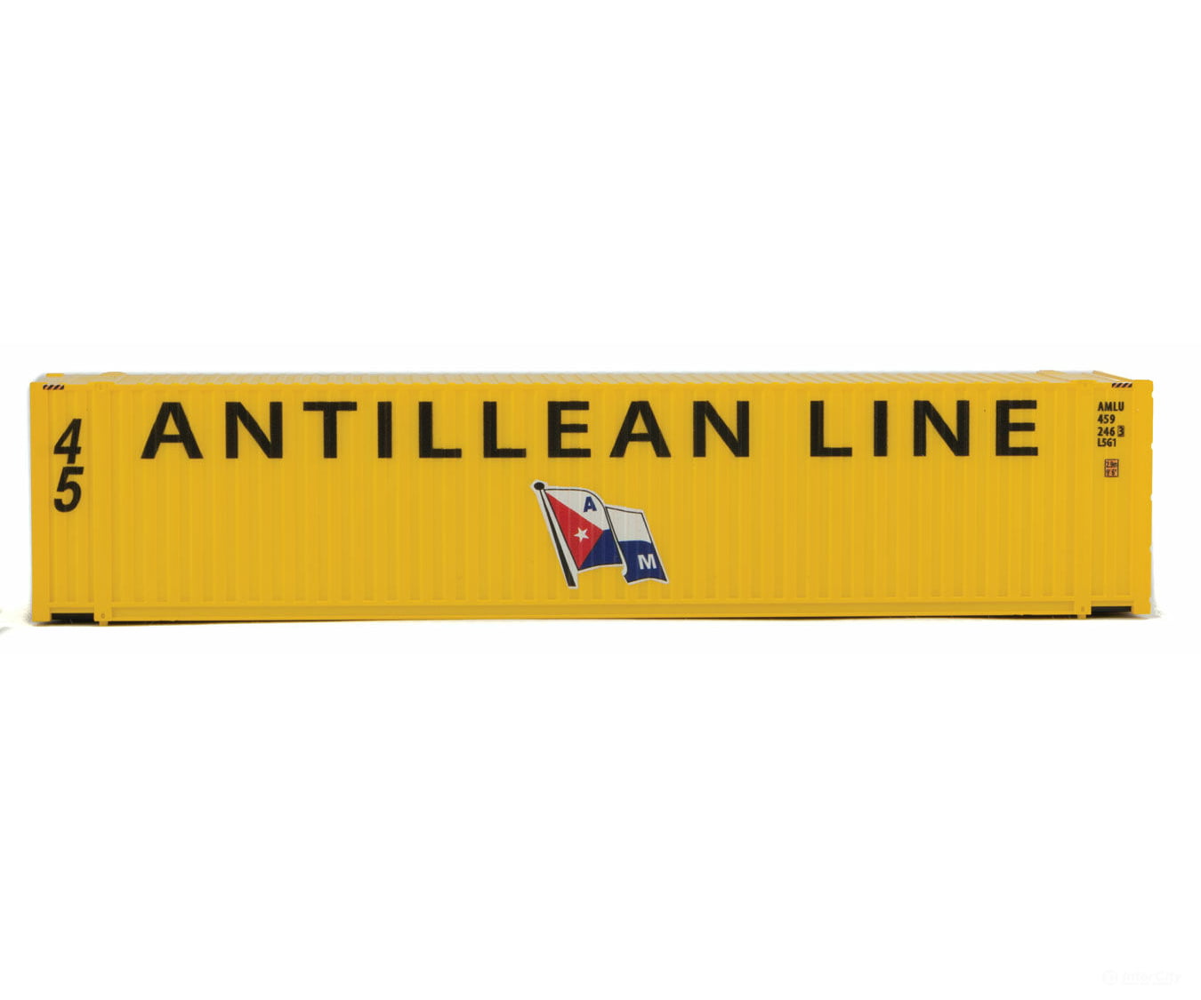 Walthers Scenemaster 8551 45’ Cimc Container - Assembled -- Antillean Line (Yellow Black Blue