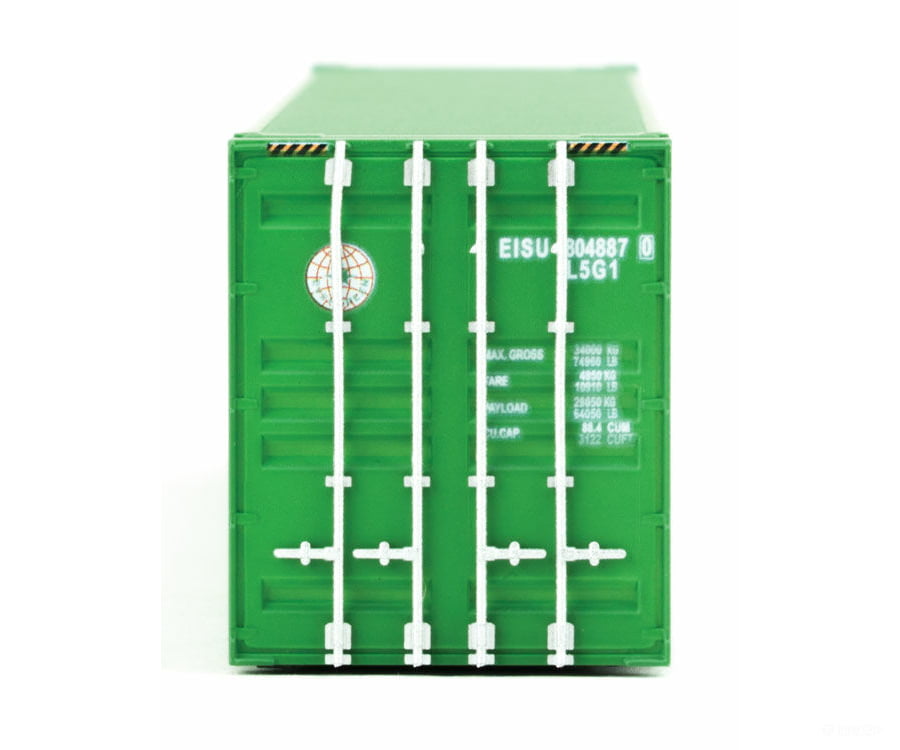 Walthers Scenemaster 8554 45’ Cimc Container - Assembled -- Evergreen (Green White) Freight Loads