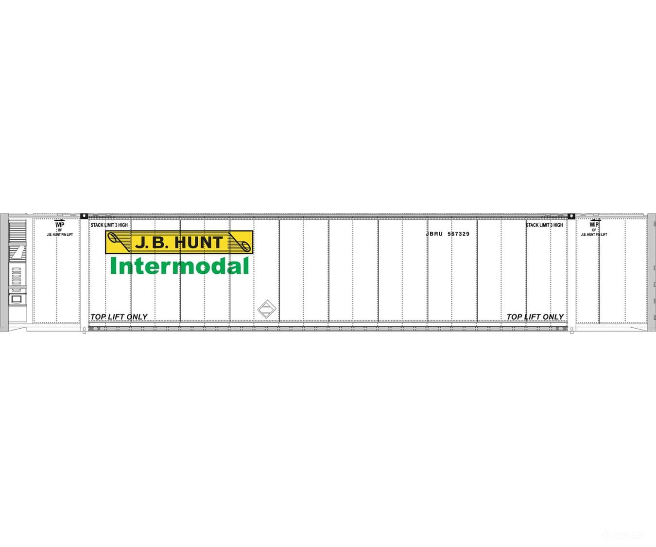Walthers Scenemaster 8706 53’ Reefer Container - Ready To Run -- J.b. Hunt Freight Loads &