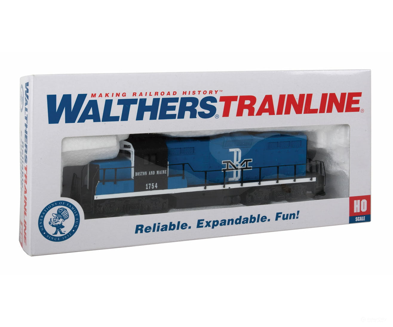 Walthers Trainline 451 Emd Gp9M - Standard Dc -- Boston & Maine #1754 (Blue Black White) Locomotives