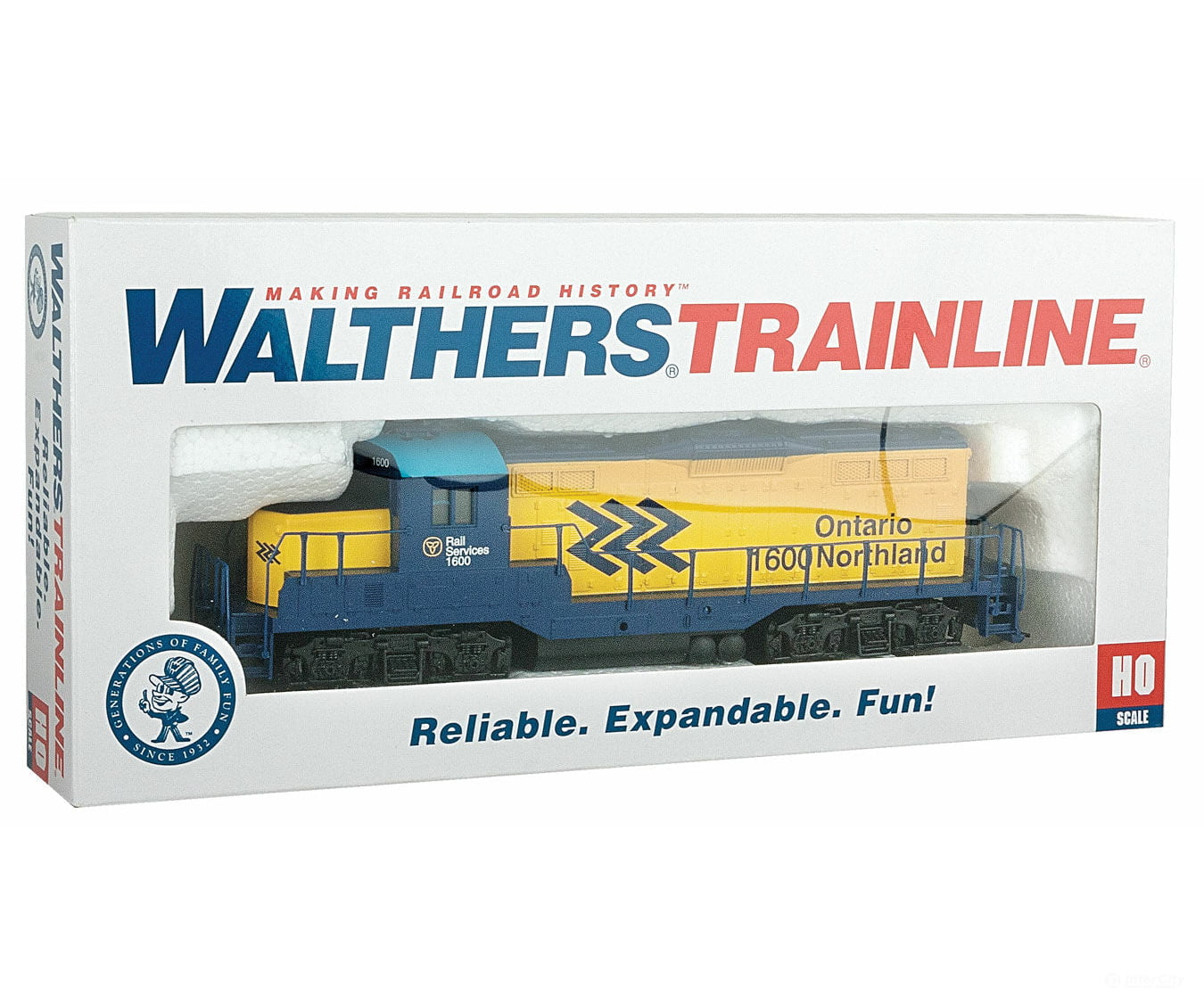 Walthers Trainline 456 Emd Gp9M - Standard Dc -- Ontario Northland #1600 (Yellow Blue; Chevrons