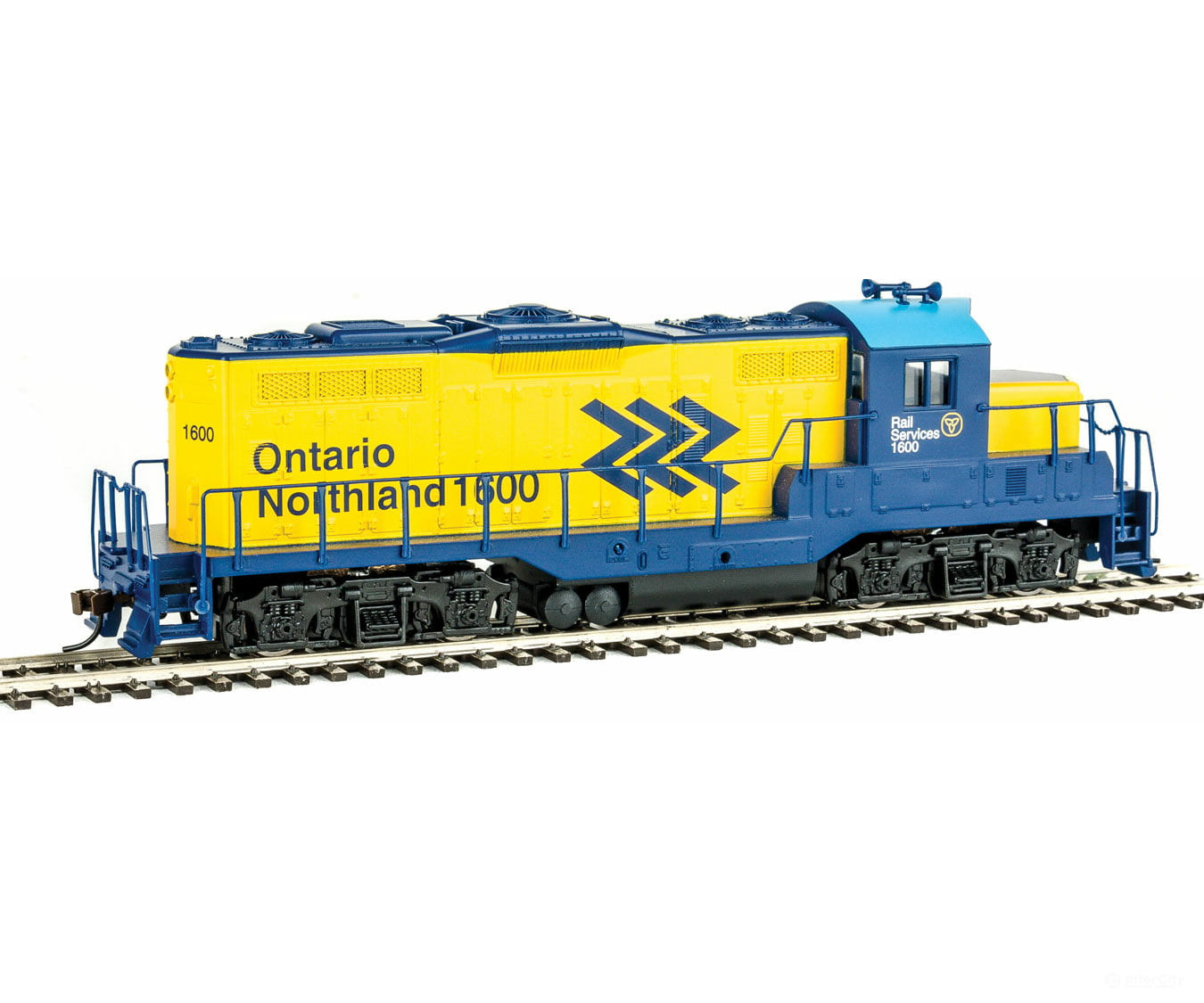 Walthers Trainline 456 Emd Gp9M - Standard Dc -- Ontario Northland #1600 (Yellow Blue; Chevrons