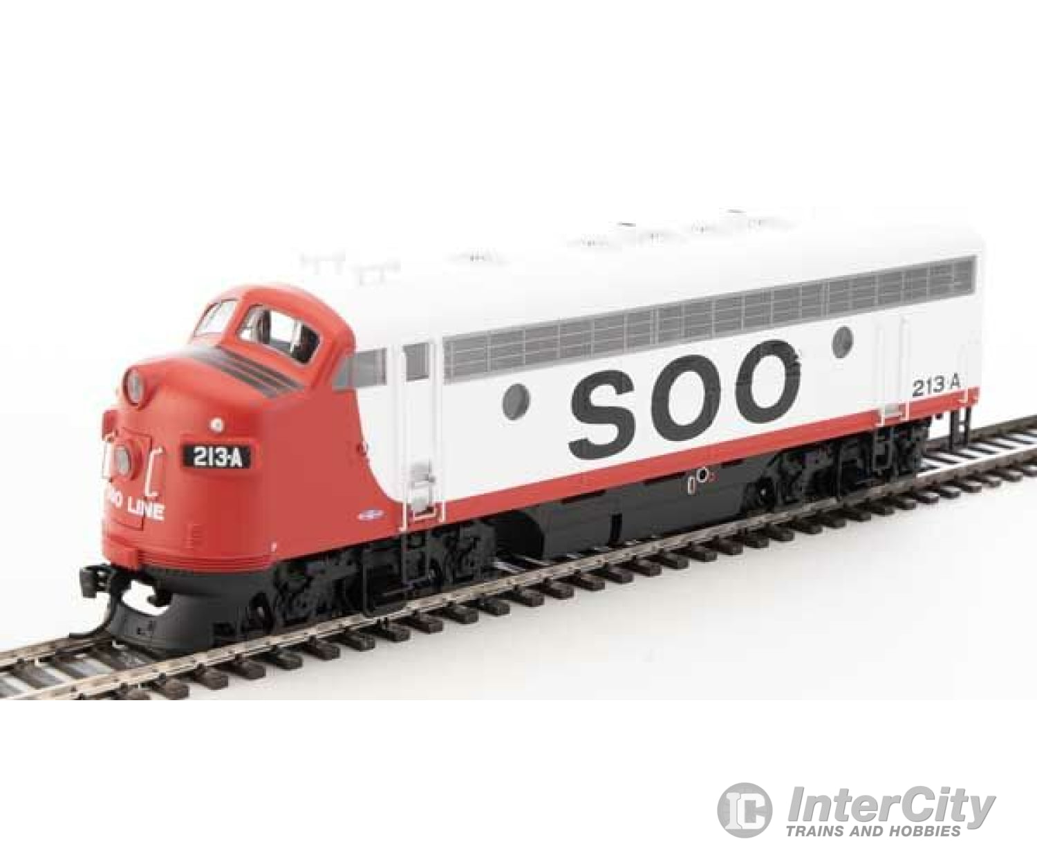 Walthers Mainline 19981 Emd F7 A - Esu Sound And Dcc -- Soo Line #213A (Red White Black) Locomotives