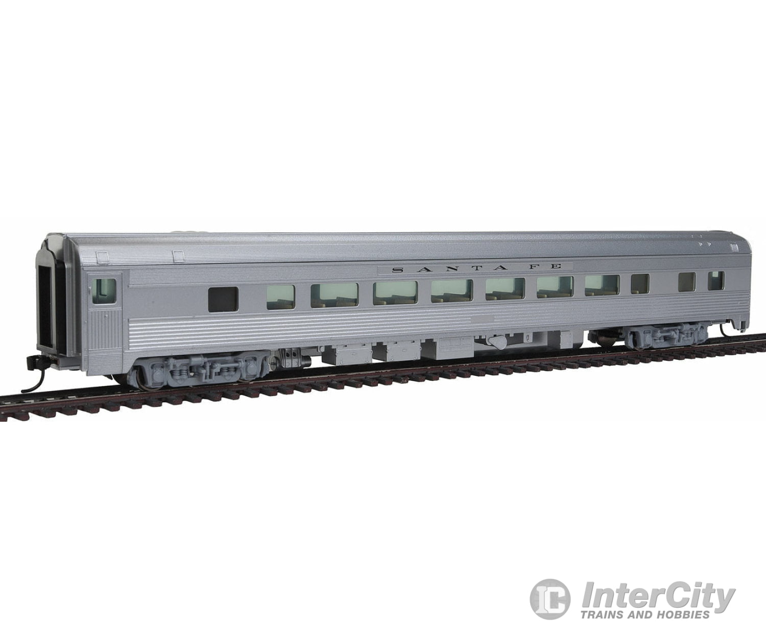 Walthers Mainline 30002 85 Budd Large-Window Coach - Ready To Run -- Santa Fe (Silver) Passenger