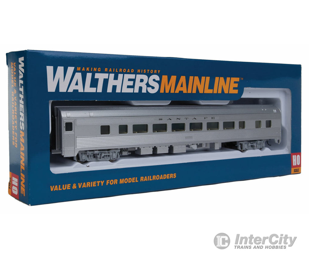 Walthers Mainline 30002 85 Budd Large-Window Coach - Ready To Run -- Santa Fe (Silver) Passenger