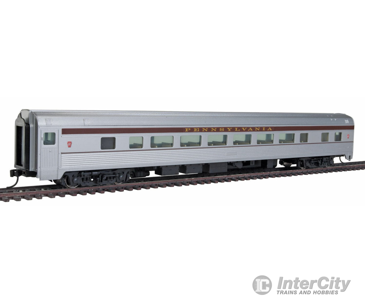 Walthers Mainline 30006 85 Budd Large-Window Coach - Ready To Run -- Pennsylvania Railroad (Silver