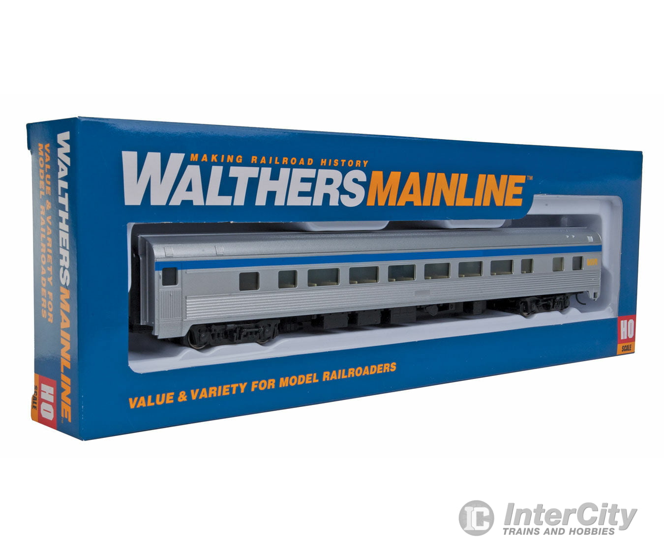 Walthers Mainline 30009 85 Budd Large-Window Coach - Ready To Run -- Via Rail Canada (Silver Blue