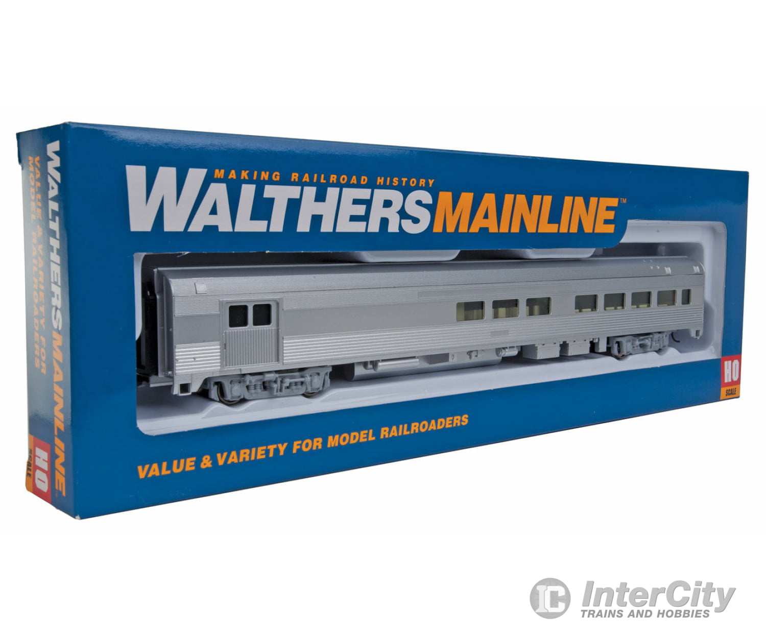 Walthers Mainline 30050 85 Budd Baggage-Lounge - Ready To Run -- Painted Unlettered (Silver)