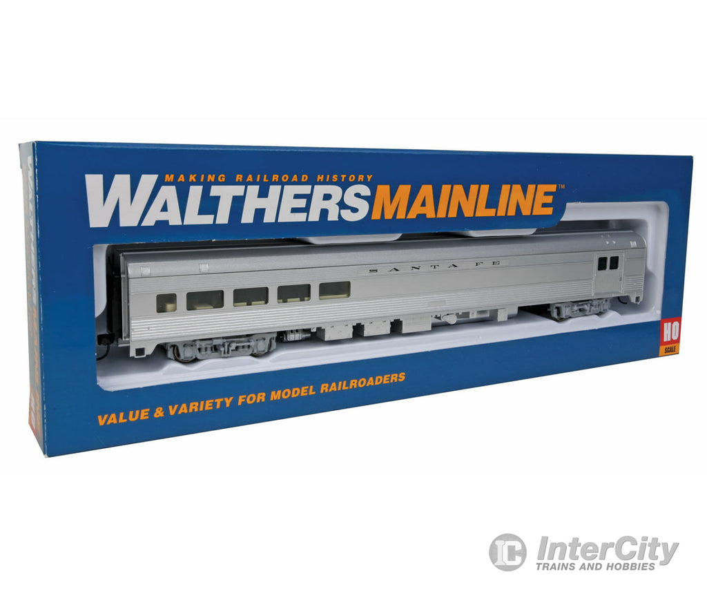 Walthers Mainline 30052 85 Budd Baggage-Lounge - Ready To Run -- Santa Fe (Silver) Passenger Cars