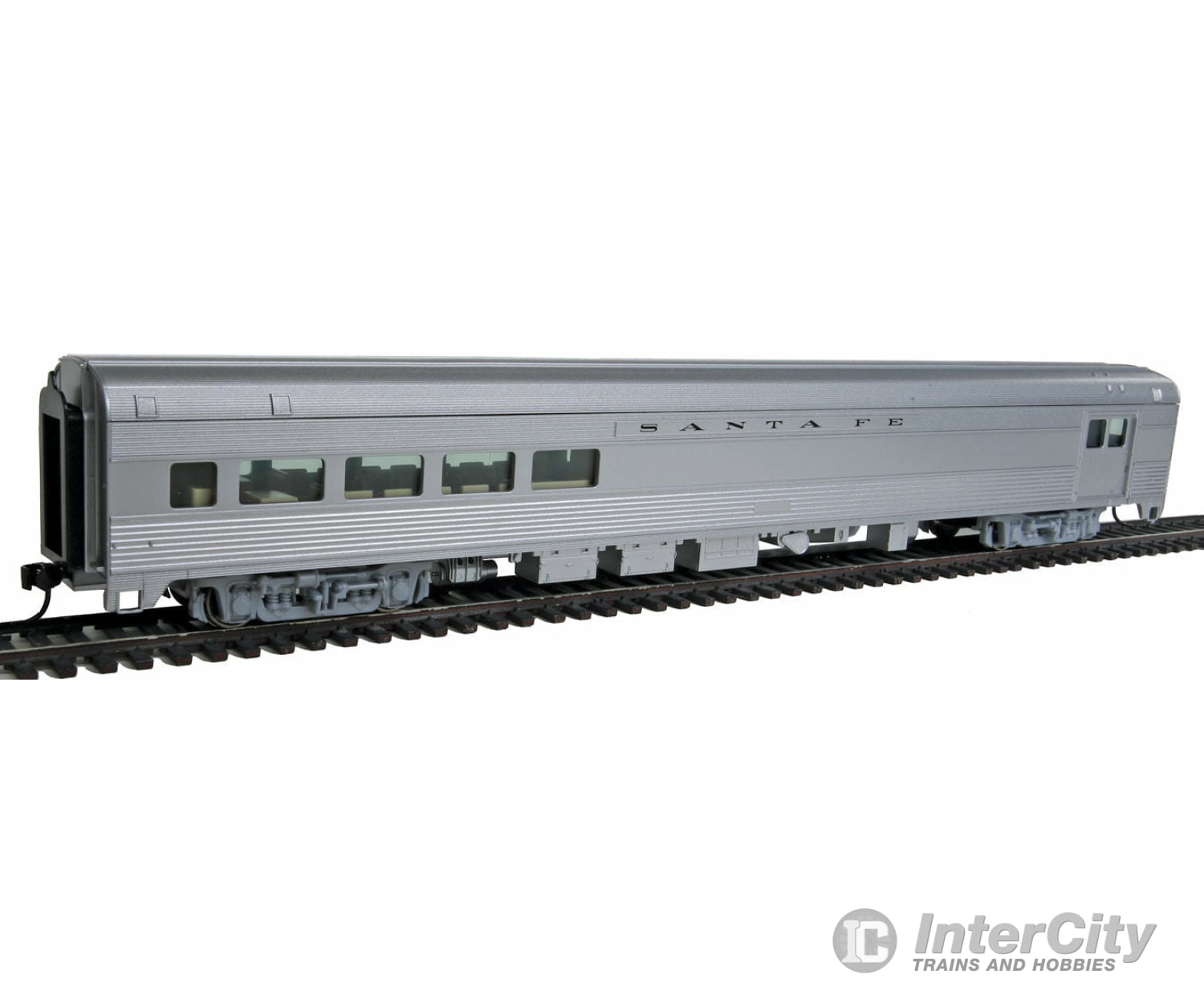 Walthers Mainline 30052 85 Budd Baggage-Lounge - Ready To Run -- Santa Fe (Silver) Passenger Cars