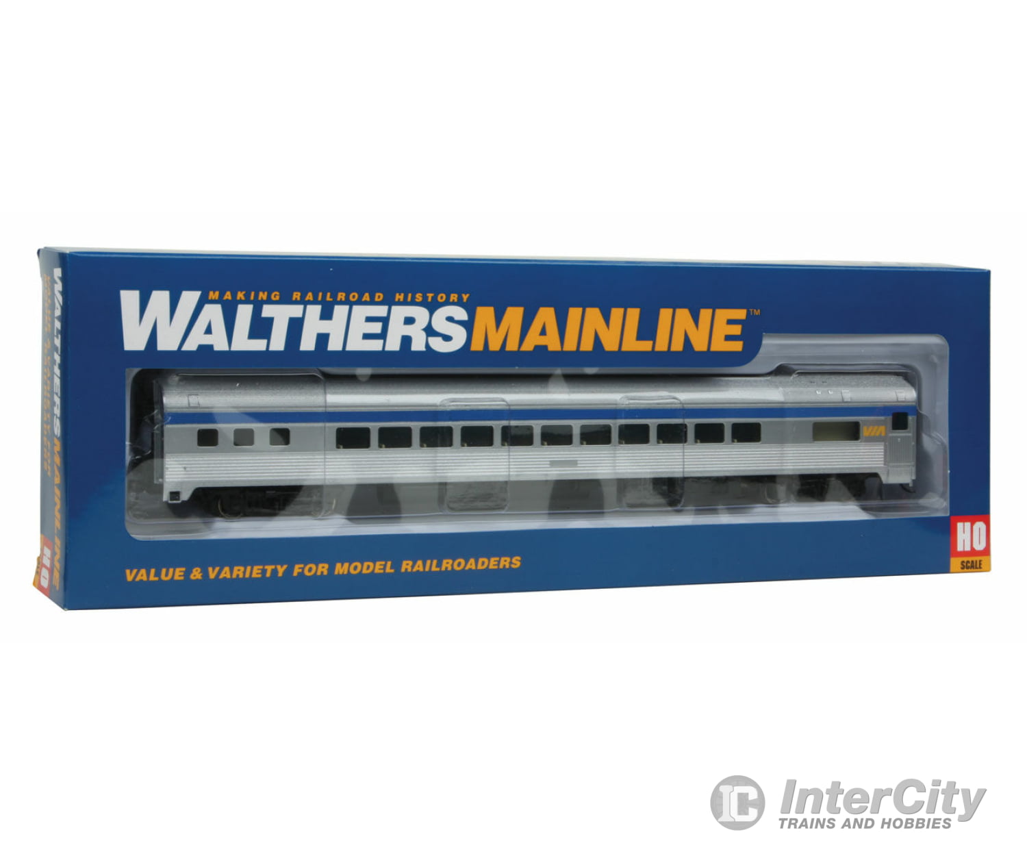 Walthers Mainline 30205 85 Budd Small-Window Coach - Ready To Run -- Via Rail Canada (Silver Blue