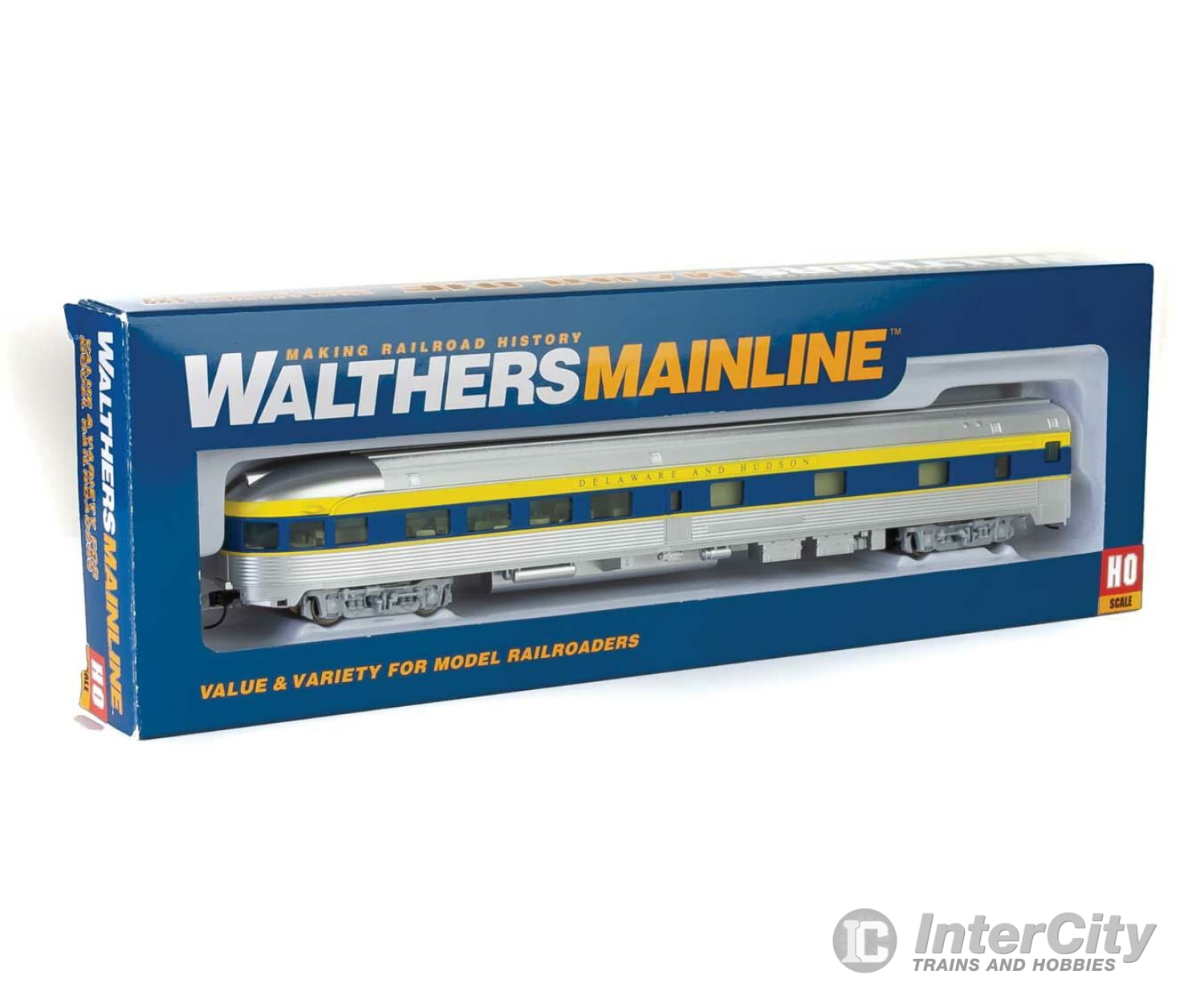 Walthers Mainline 30363 85 Budd Observation - Ready To Run -- Delaware & Hudson (Silver Blue Yellow)