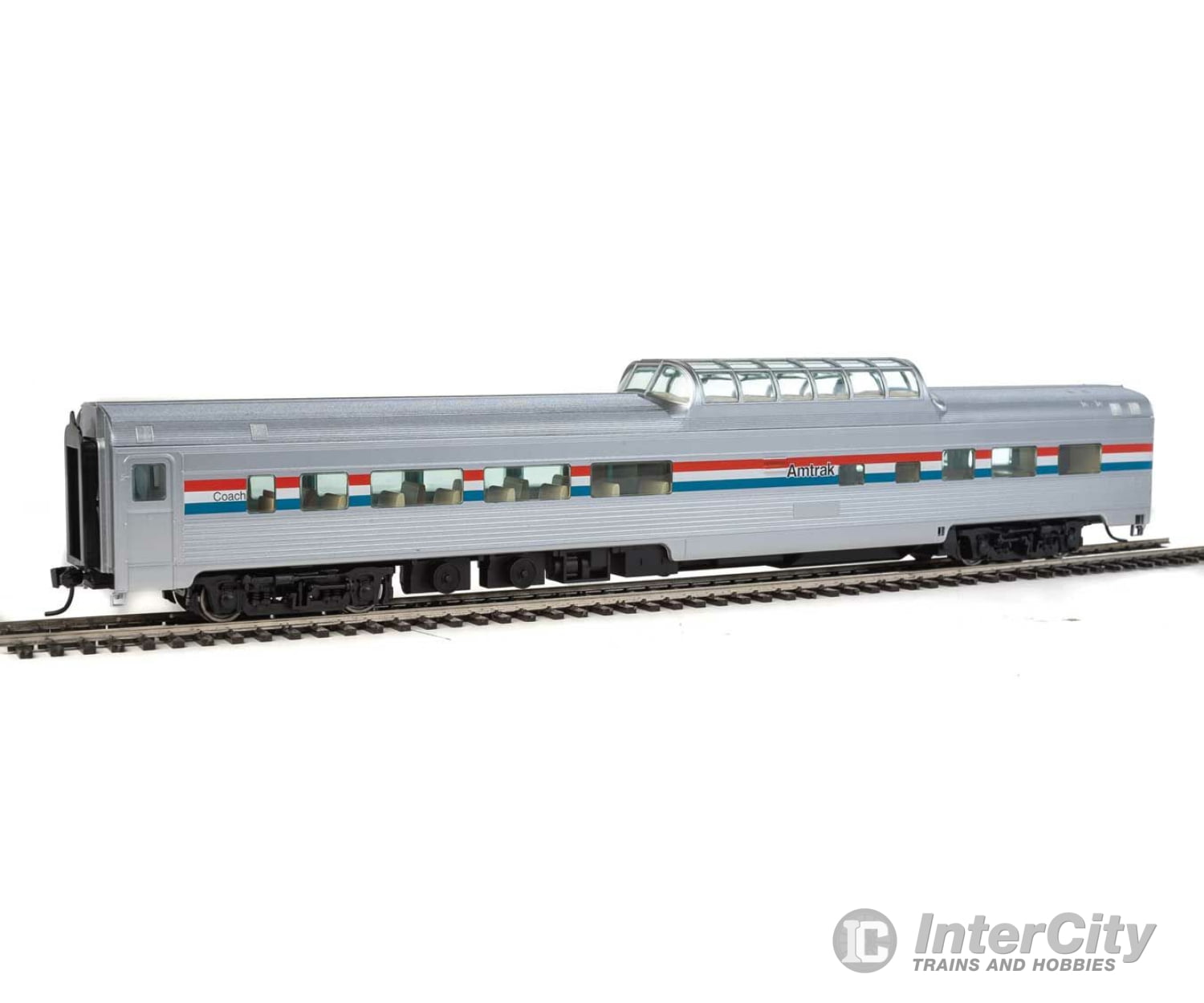 Walthers Mainline 30401 85 Budd Dome Coach - Ready To Run -- Amtrak (Phase Iii; Silver; Equal Red