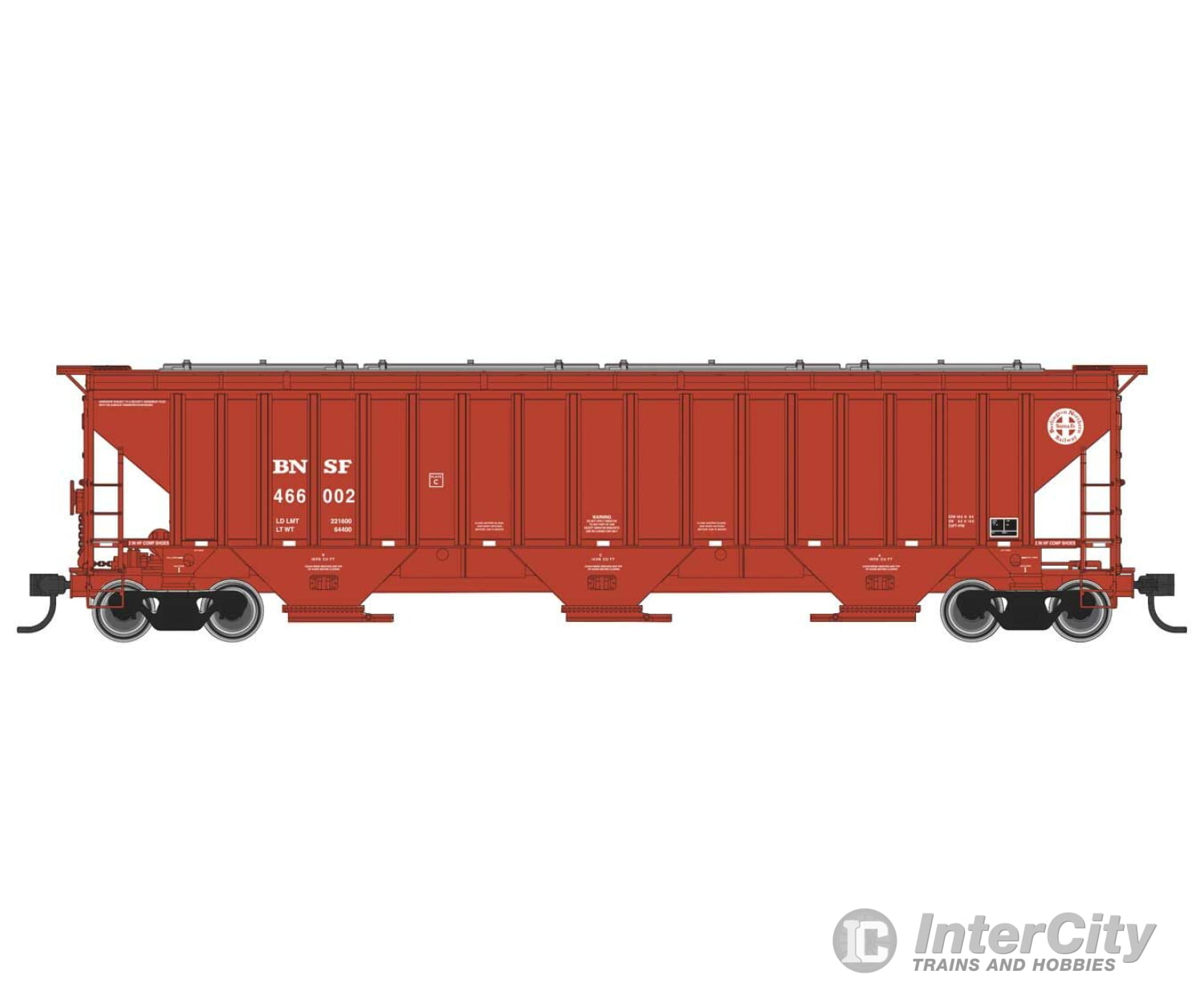 Walthers Mainline 49005 57 Trinity 4750 3-Bay Covered Hopper - Ready To Run -- Bnsf #466002 Freight